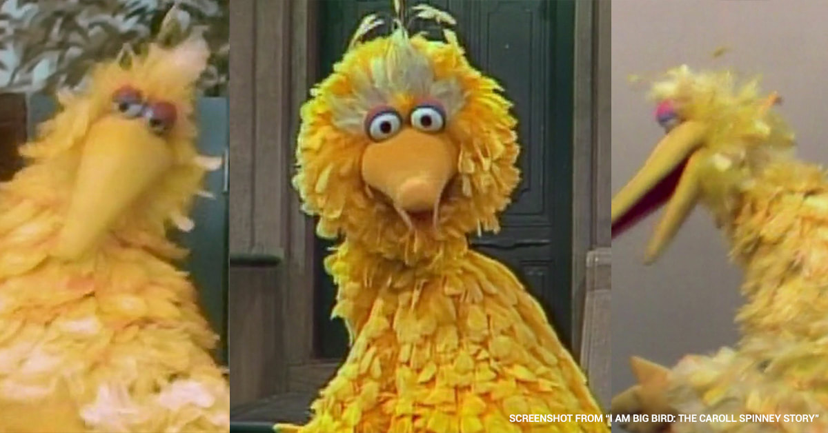 Big Bird had a different look and personality (right and left) before Caroll suggested the make-over.